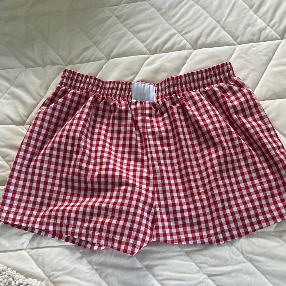 SHEIN Red and White Gingham Check Shorts